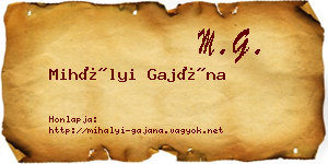 Mihályi Gajána névjegykártya